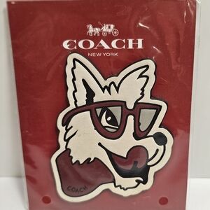 Coach New York Fox Patch Sticker - White & Maroon